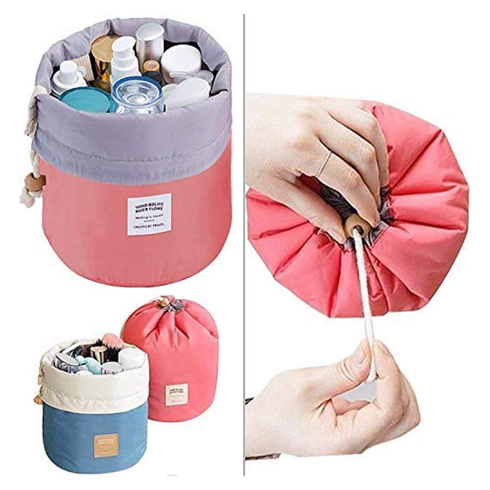 KHODIYAR Round Makeup Bag - Waterproof Travel Cosmetic Pouch for Women, Multicolor Organizer Case (Pack of 1) - Perfect for Travel, Gym, and Everyday Essentials Storage