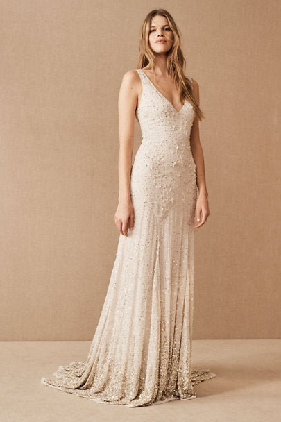 BHLDN Kayla Gown - Elegant Wedding Dress with Lace Details & Flowy Silhouette | Perfect for Bridal Ceremonies, Vow Renewals & Formal Events