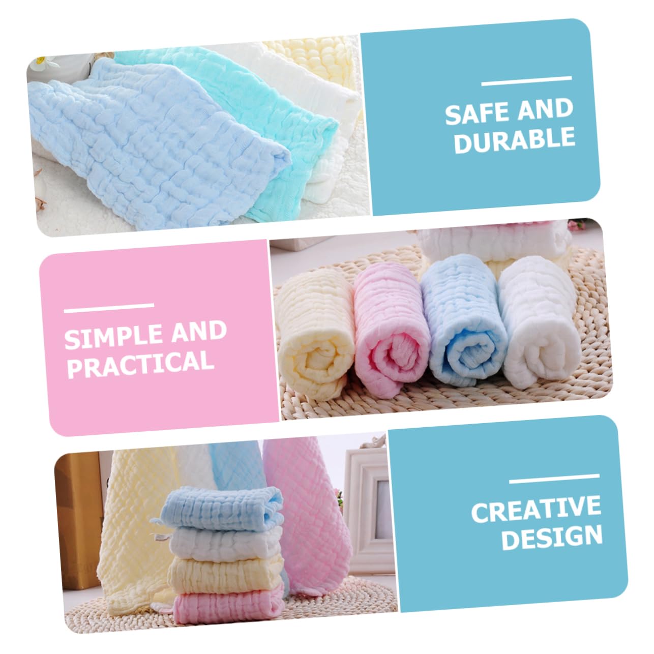 5-Pack Reusable Organic Cotton Facial Towels for Sensitive Skin - Ultra Soft & Highly Absorbent Baby Washcloths, Makeup Remover Pads, Newborn Care & Gentle Cleansing - Perfect for Daily Skincare Routine, Spa Day & Travel Essentials