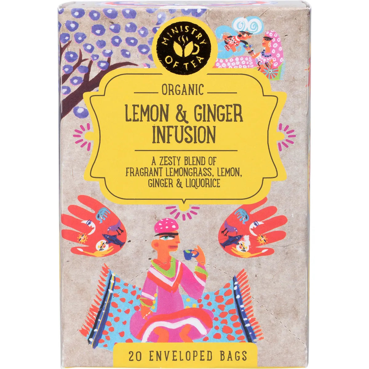 Organic Lemon & Ginger Infusion Tea Bags - 20 Count | Caffeine-Free Herbal Tea for Digestion & Immunity | Perfect for Morning Boost & Evening Relaxation