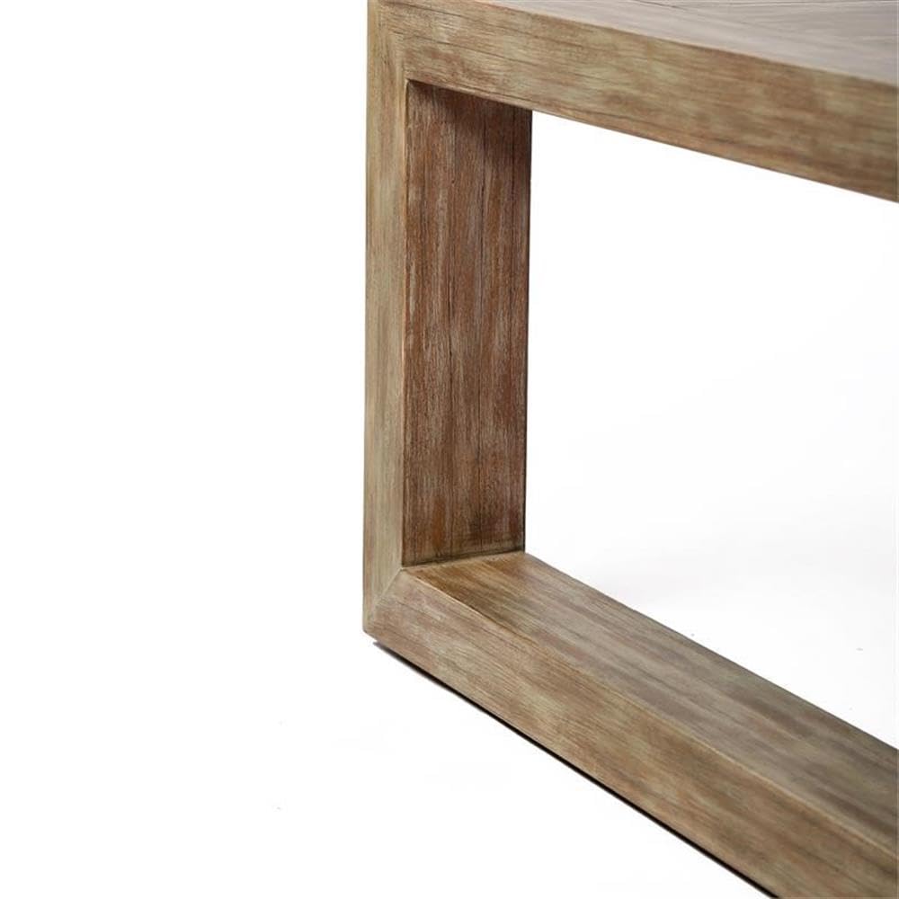 Solid Eucalyptus Outdoor Patio Coffee Table with Teak Finish - Weatherproof & Durable for Garden, Poolside & Backyard Decor