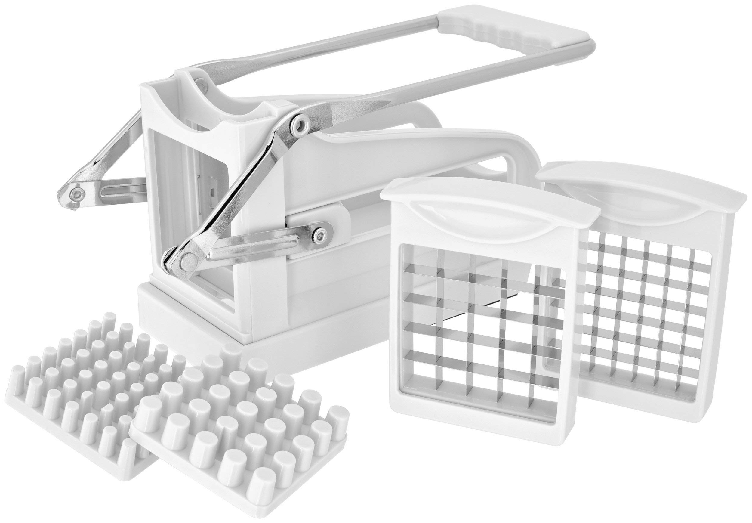Judge Potato Chipper with 2 Cutters - White | French Fry & Veggie Slicer for Home Kitchen | Perfect for Snacks, Parties & Meal Prep