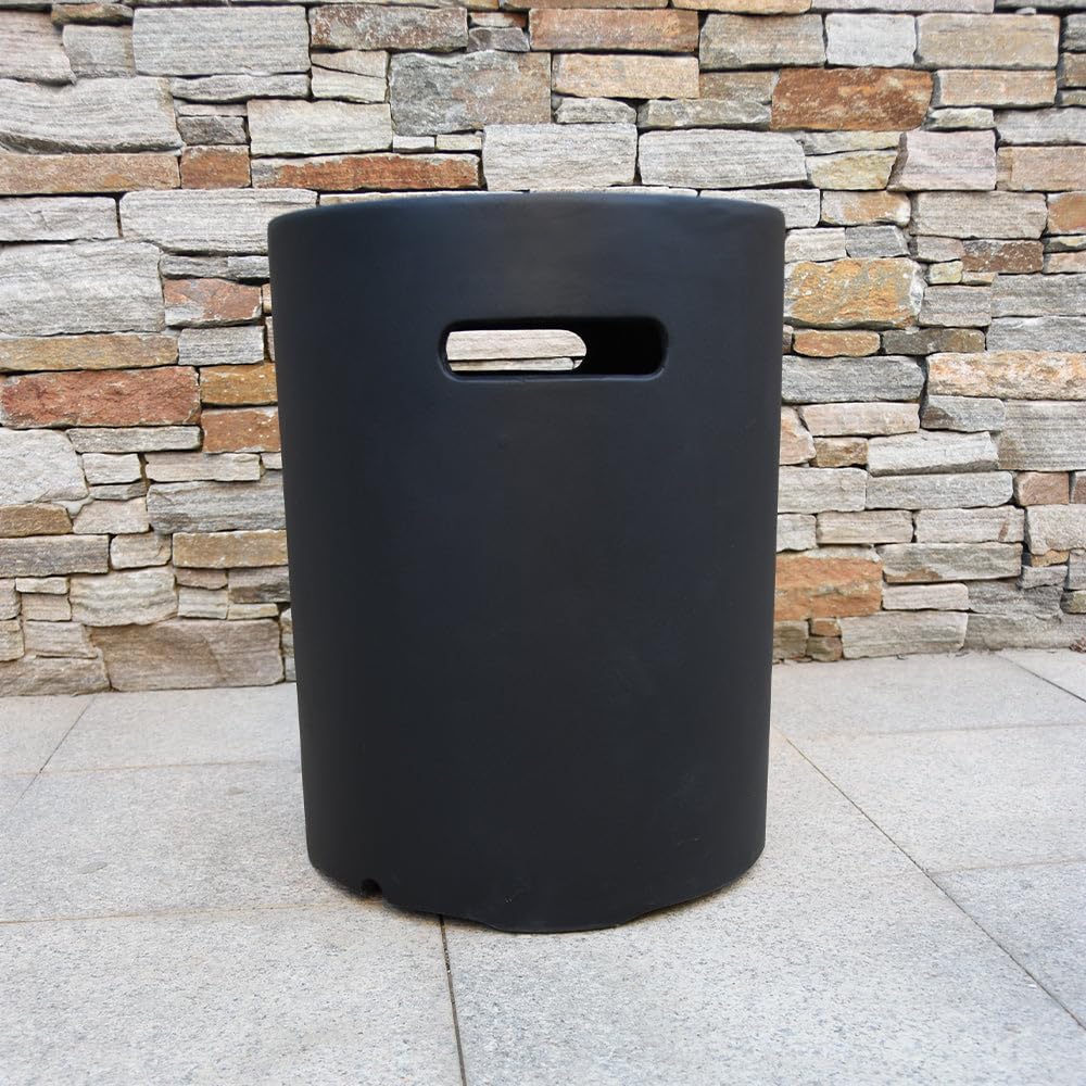 Elementi Modeno Black Propane Tank Cover - 20 Inch Round Concrete Fire Pit Accessory & Outdoor Side Table - Fits Standard 20 lb Tank - Perfect for Patio, Deck, and Backyard Hideaway