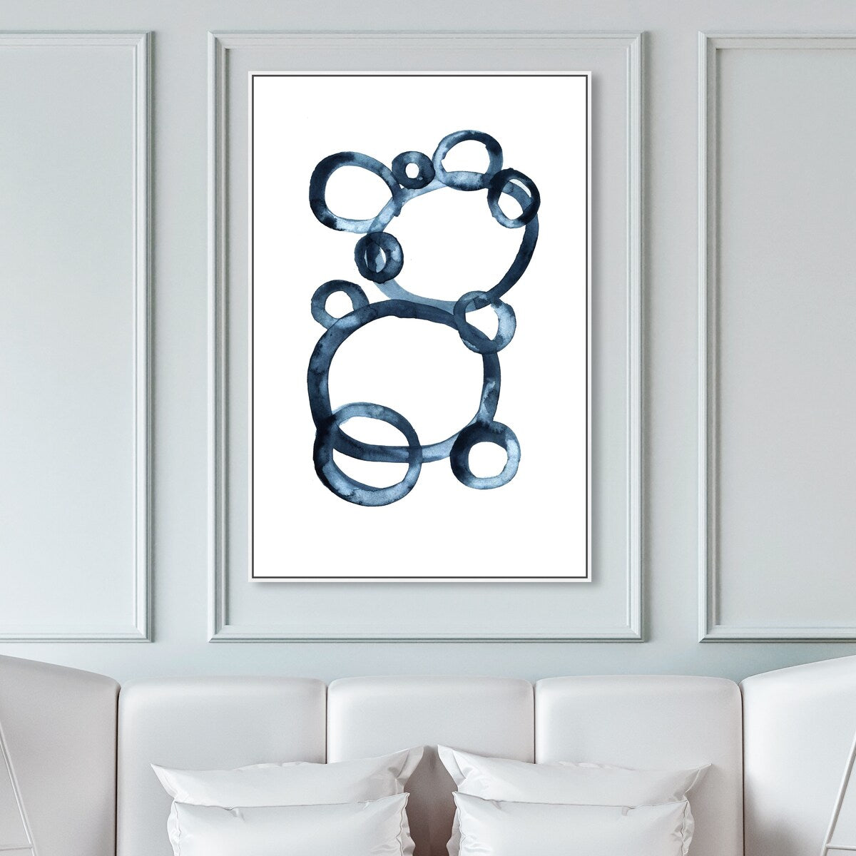 Bear Bubbles Modern Baby Bear Fingerpainted Art - White Framed Canvas Wall Print for Nursery & Boys Room Decor - Perfect for Baby Showers, Kids Bedrooms & Playroom Wall Art