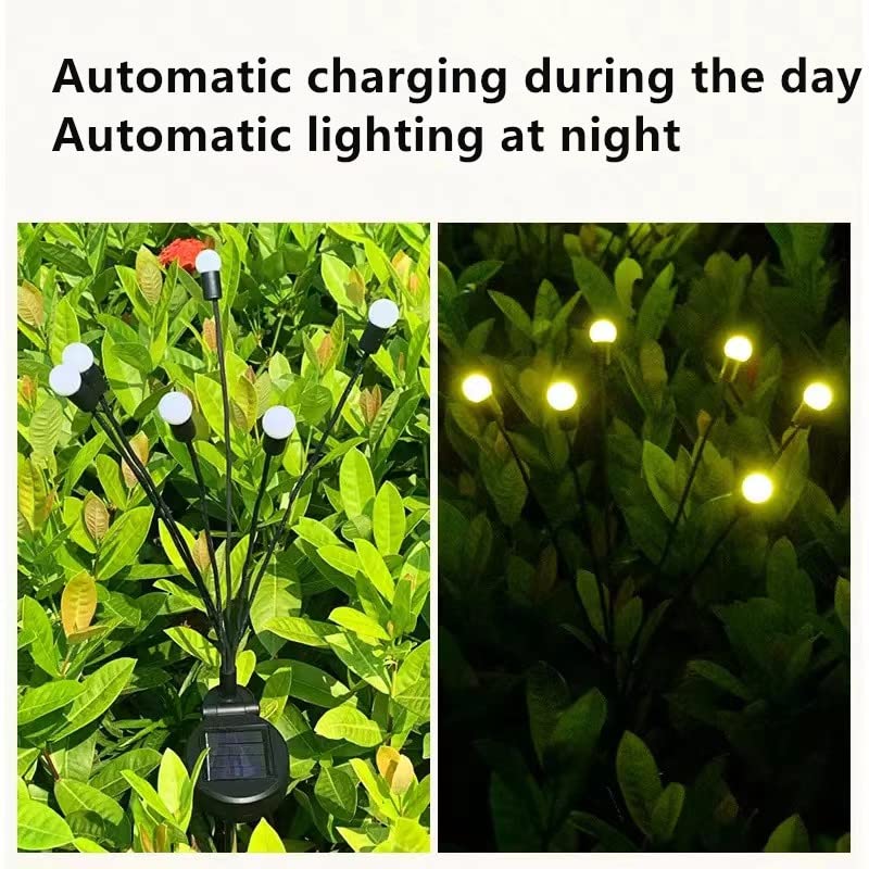 8 LED Solar Swaying Lights Outdoor Waterproof - Firefly Garden Lights for Yard, Patio, Pathway Decoration - Warm White Solar Powered Landscape Lighting (2 Pack) - Perfect for Evening Ambiance and Outdoor Parties