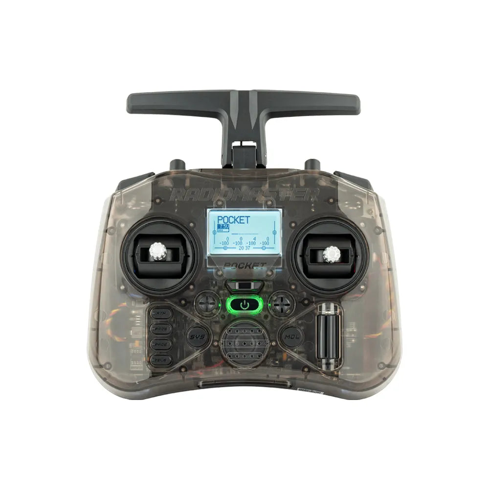 RadioMaster Pocket 2.4GHz 16CH ELRS/CC2500 Hall Gimbals FPV Racing Drone Controller with EdgeTX System & LED Lights - Perfect for FPV Racing, Freestyle Flying, and DIY Drone Projects