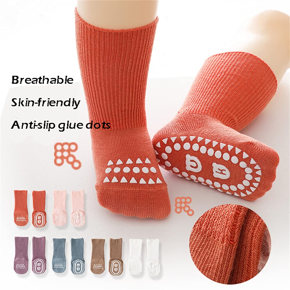 3 Pairs Non-Slip Baby Knee High Socks for Newborns & Toddlers - Soft Anti-Skid Crawling Socks with Grippers - Perfect for First Steps, Playtime & Photo Shoots