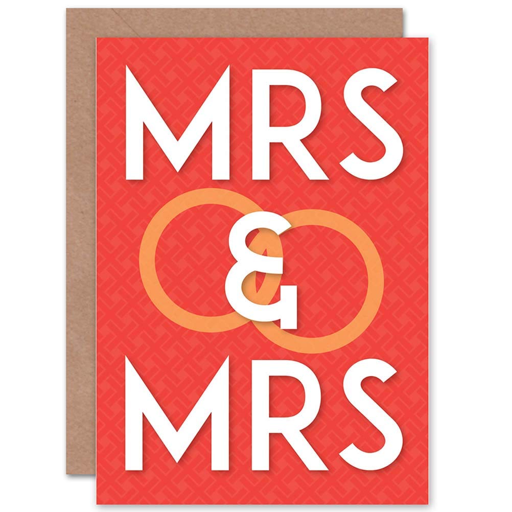 Wee Blue Coo Same Sex Wedding Card - Mrs & Mrs Greeting Card for Lesbian Couples - Perfect for Gay Marriage, Anniversaries & LGBTQ+ Celebrations