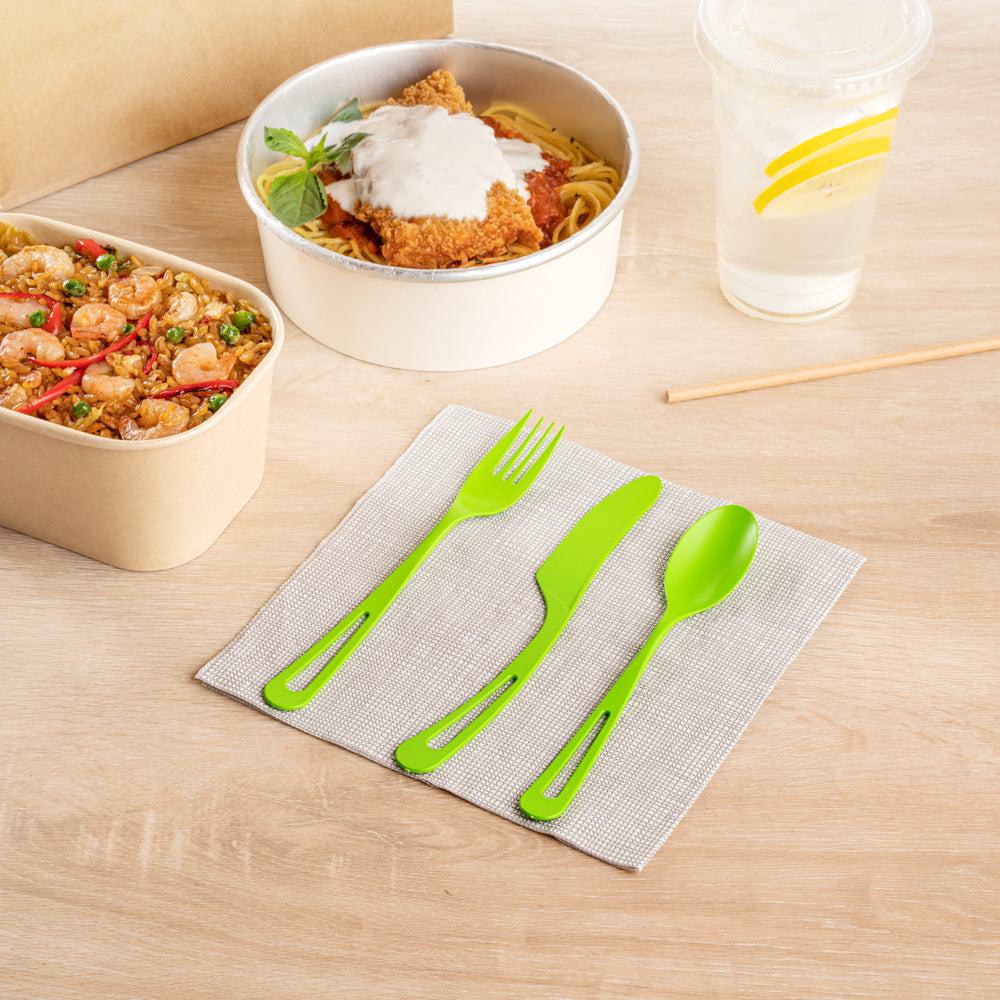 Eco-Friendly Green CPLA Plastic Cutlery Set - 290-Piece Heat Resistant, Compostable Utensils (7.5