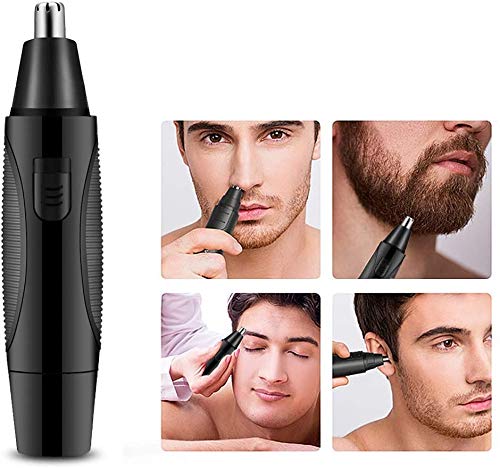 KouRy Painless Nose & Ear Hair Trimmer for Men & Women - Rechargeable Battery-Operated Facial Grooming Kit with Easy Clean Design (Black) - Perfect for Travel, Home Use & Personal Grooming
