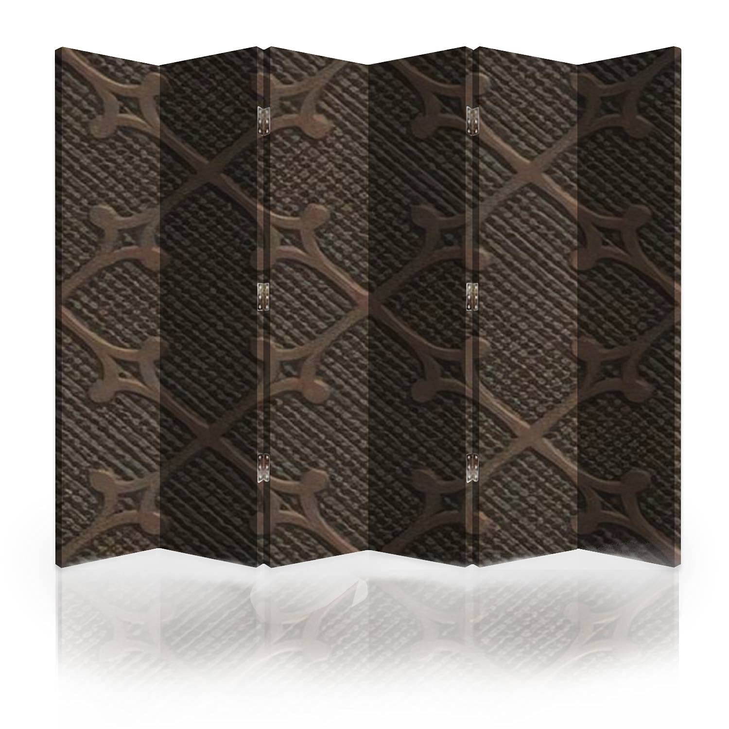 6-Panel Canvas Room Divider Screen with Geometric Pattern - Metal Frame Seamless Texture 3D Illustration Folding Privacy Partition for Bedroom, Office & Living Room