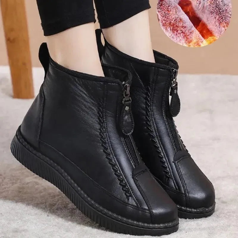 Women's Warm Winter Ankle Boots - Comfortable Flat Shoes for Casual Wear | Perfect for Office, Travel & Everyday Use