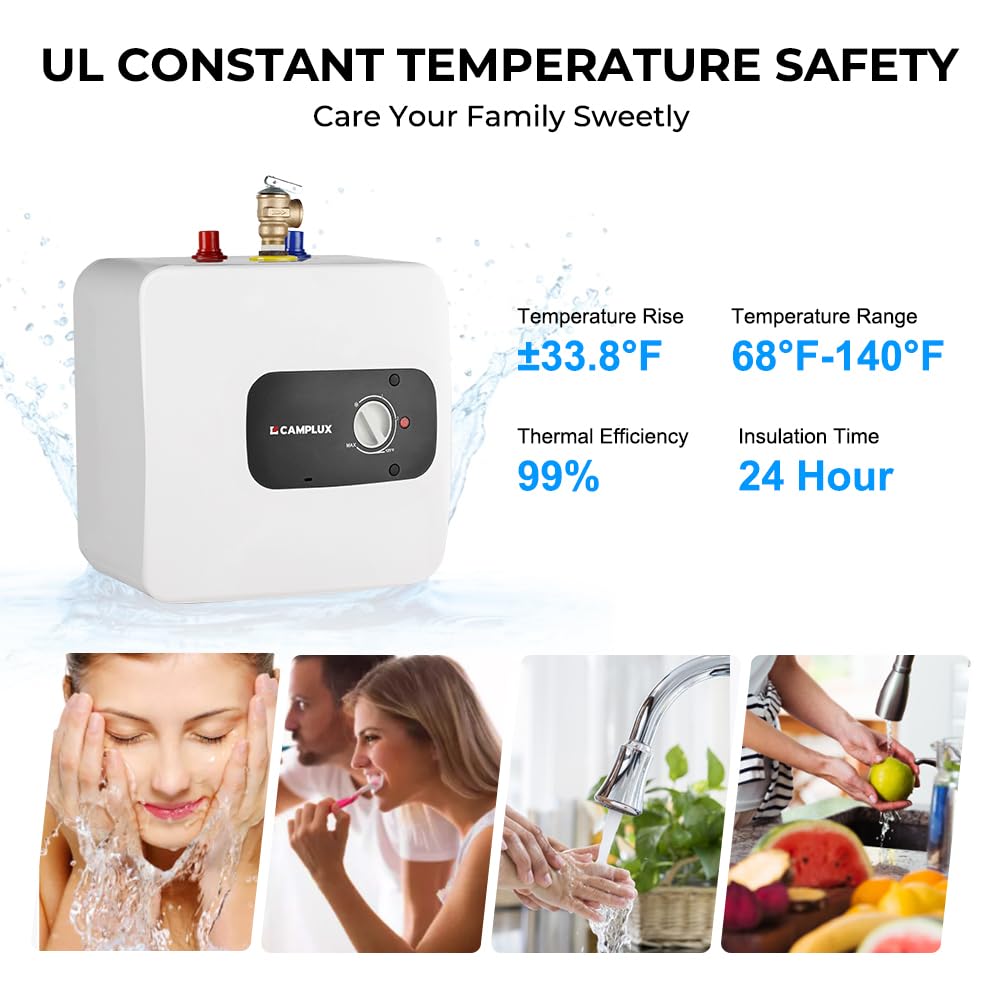 Camplux 4 Gallon On-Demand Electric Water Heater - 1.44kW, 120V with Plug - Perfect for Tiny Homes, RVs & Off-Grid Living