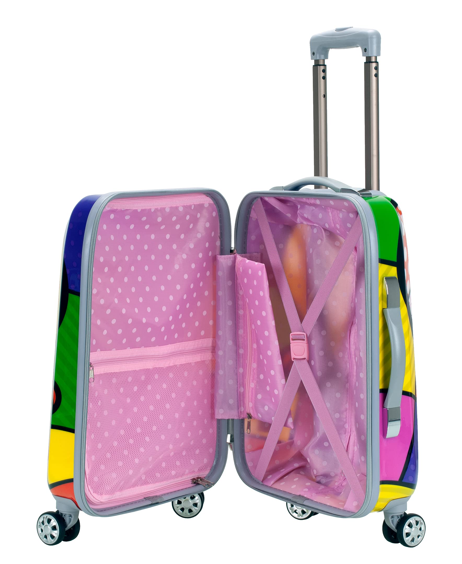 Rockland Departure Hardside Spinner Wheel Luggage Set - 2-Piece (20/28 Inch) Heart Design, Lightweight Durable Suitcase for Travel, Business Trips & Weekend Getaways