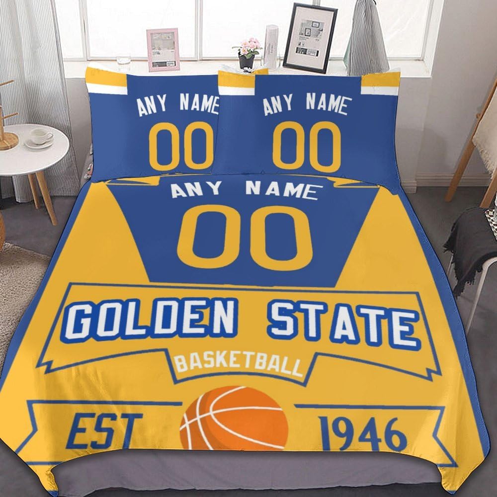 Custom Basketball Comforter Set - 3 Piece (Comforter + 2 Pillowcases) for Sports Fans | Personalized Name & Number | Soft Lightweight Quilt Bedding | Perfect for Dorm Room, Game Day & Basketball Themed Bedroom Decor