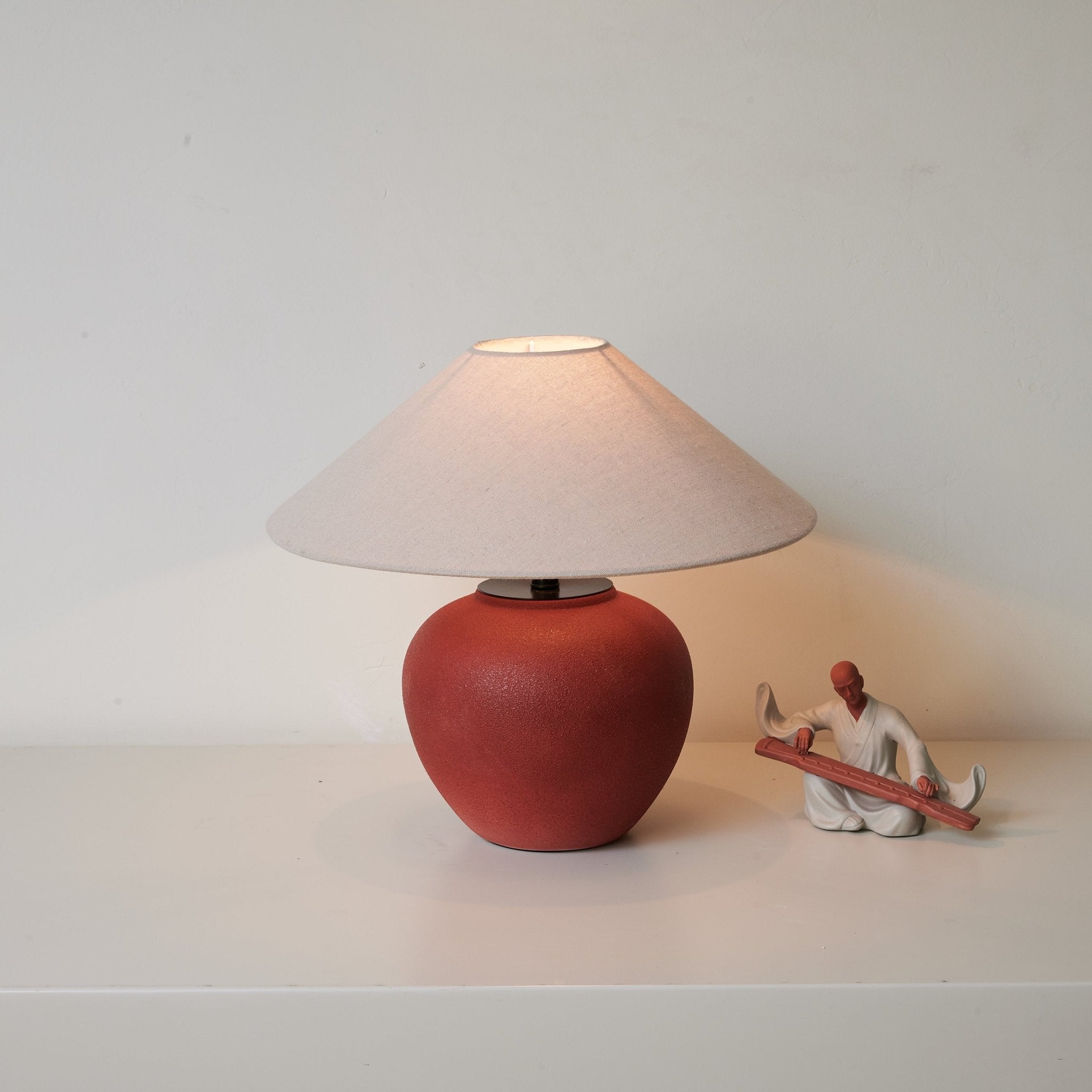 Terra Rouge Table Lamp - Modern Bedside Nightstand Light for Living Room, Bedroom, Office - Warm White LED Lighting for Home Decor & Reading