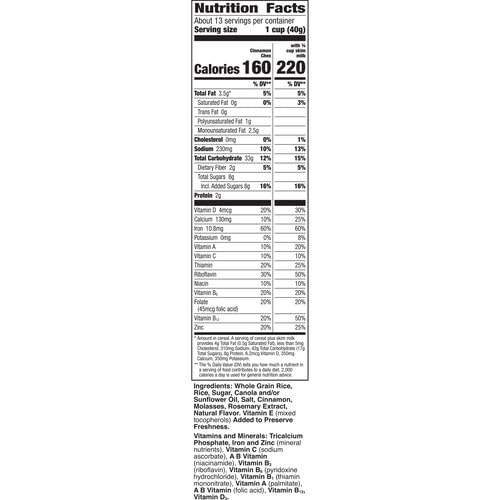 Gluten Free Cinnamon Chex Cereal - Whole Grain Breakfast Cereal, Family Size 19.2 oz - Perfect for Healthy Morning Meals & Snacks