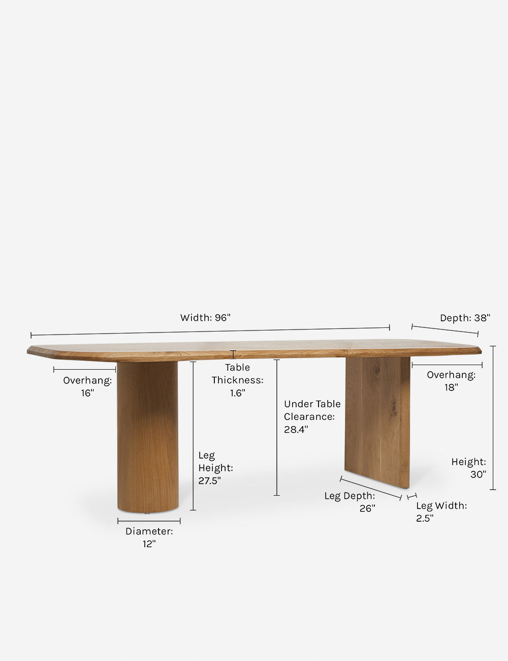 Sarah Sherman Samuel Archer Dining Table - Modern Wooden Dining Table for 6-8 People, Perfect for Kitchen, Dining Room & Open-Plan Living Spaces