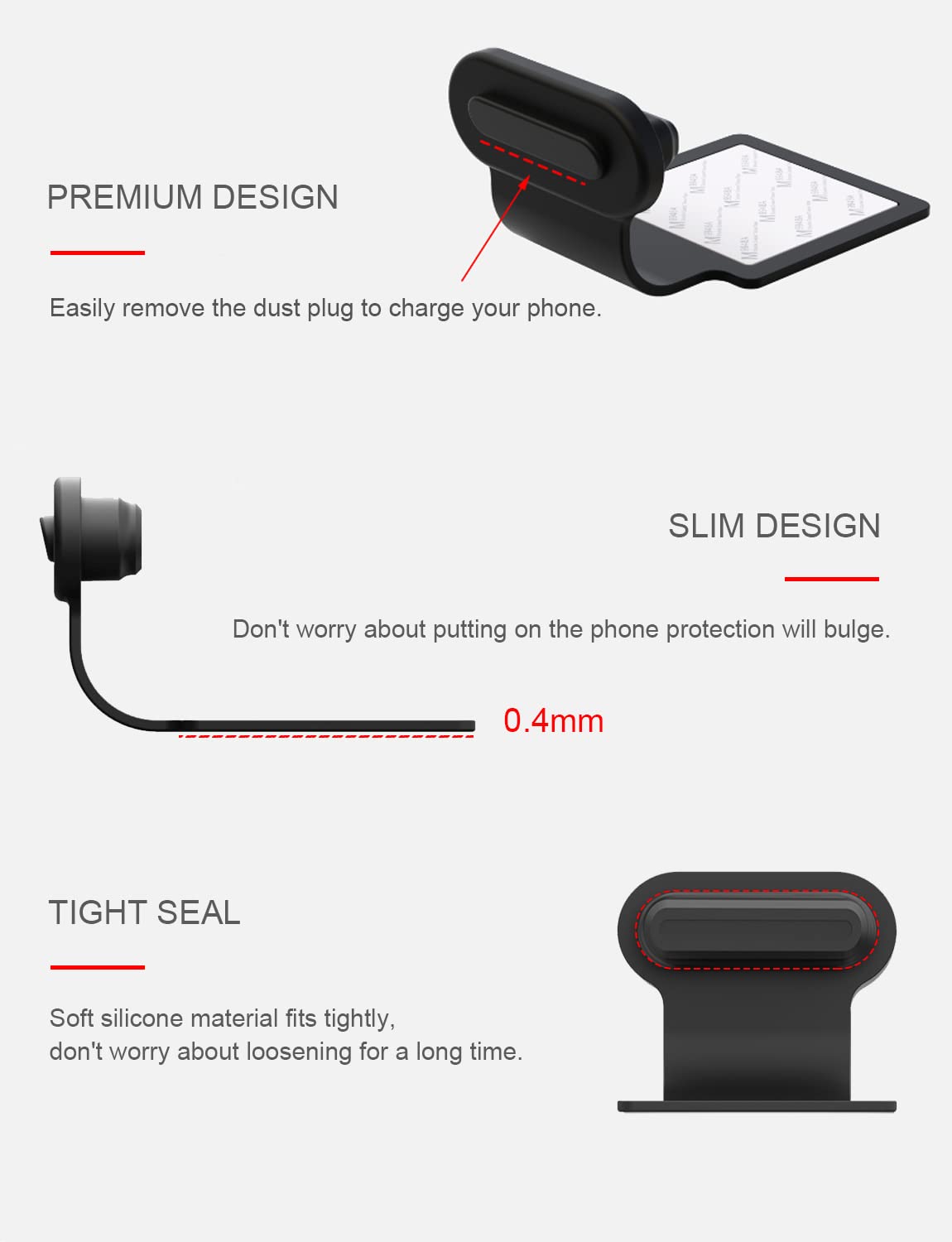 Lightning Port Dust Plug for iPhone - Anti Dust Charging Port Cover Protector (Black) | Perfect for Travel, Gym & Everyday Use to Keep Your Phone Clean