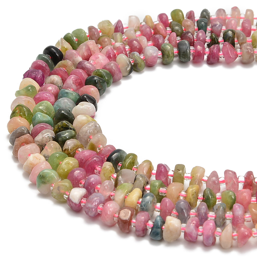 Natural Tourmaline Pebble Nugget Slice Beads - 8mm-9mm Size, 15.5