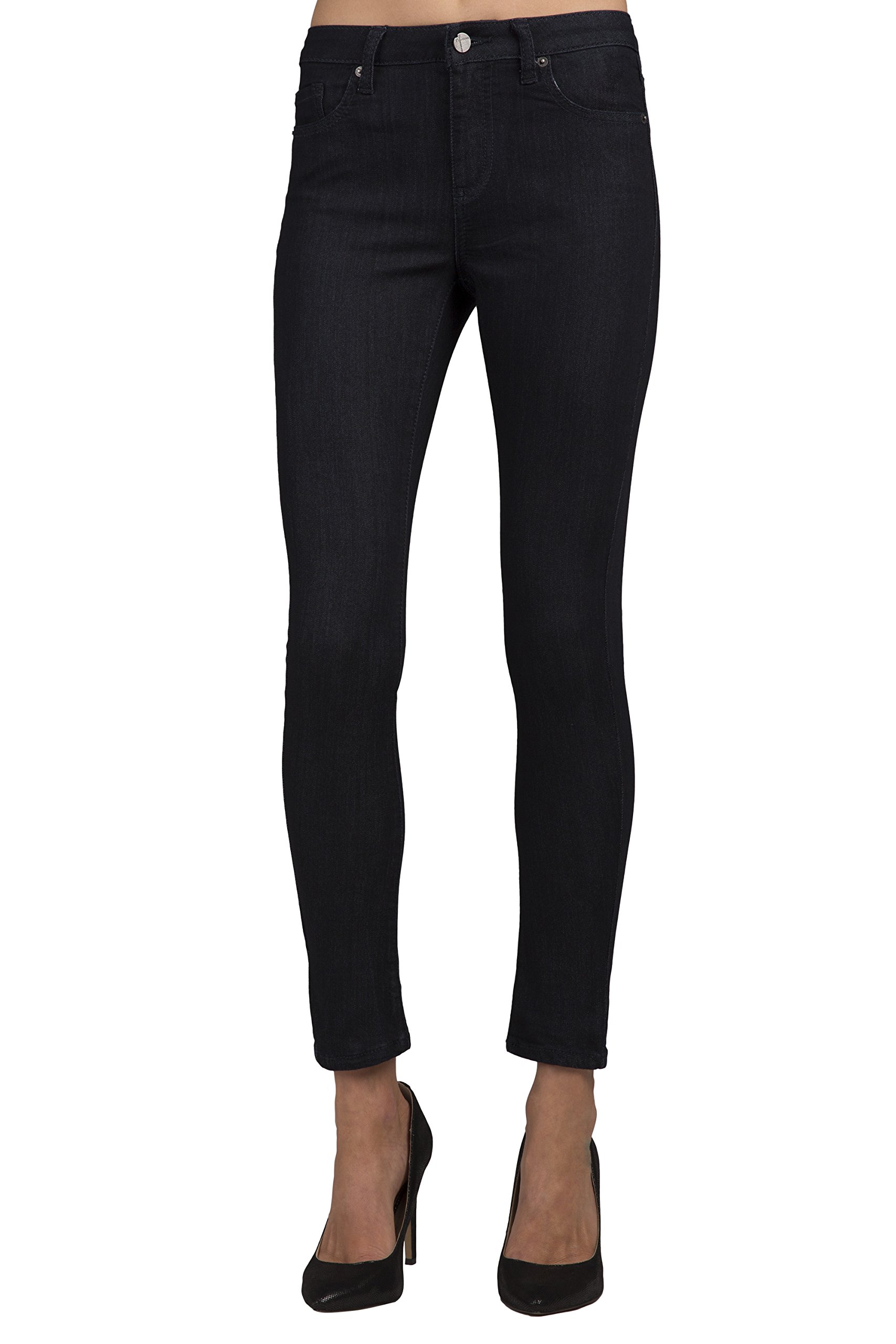 Premium Women's Stretch Dark Wash High Waisted Ankle Jeans - Comfortable Slim Fit Denim Pants for Casual Wear & Office Outfits