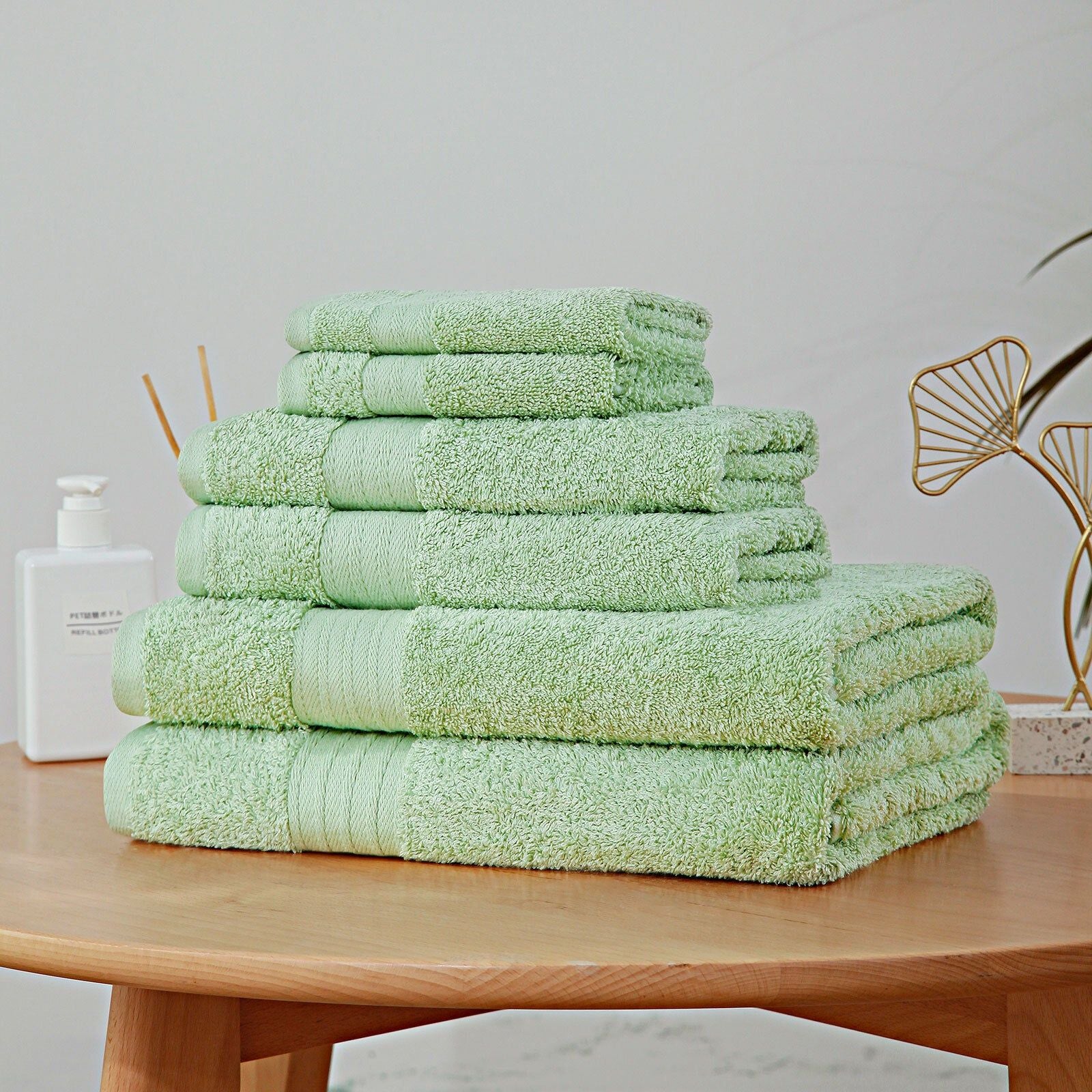 Premium 6-Piece Ultra Soft & Absorbent Cotton Bath Towel Set - Sage Green | Spa-Grade Luxury for Bathroom, Beach & Gym Use