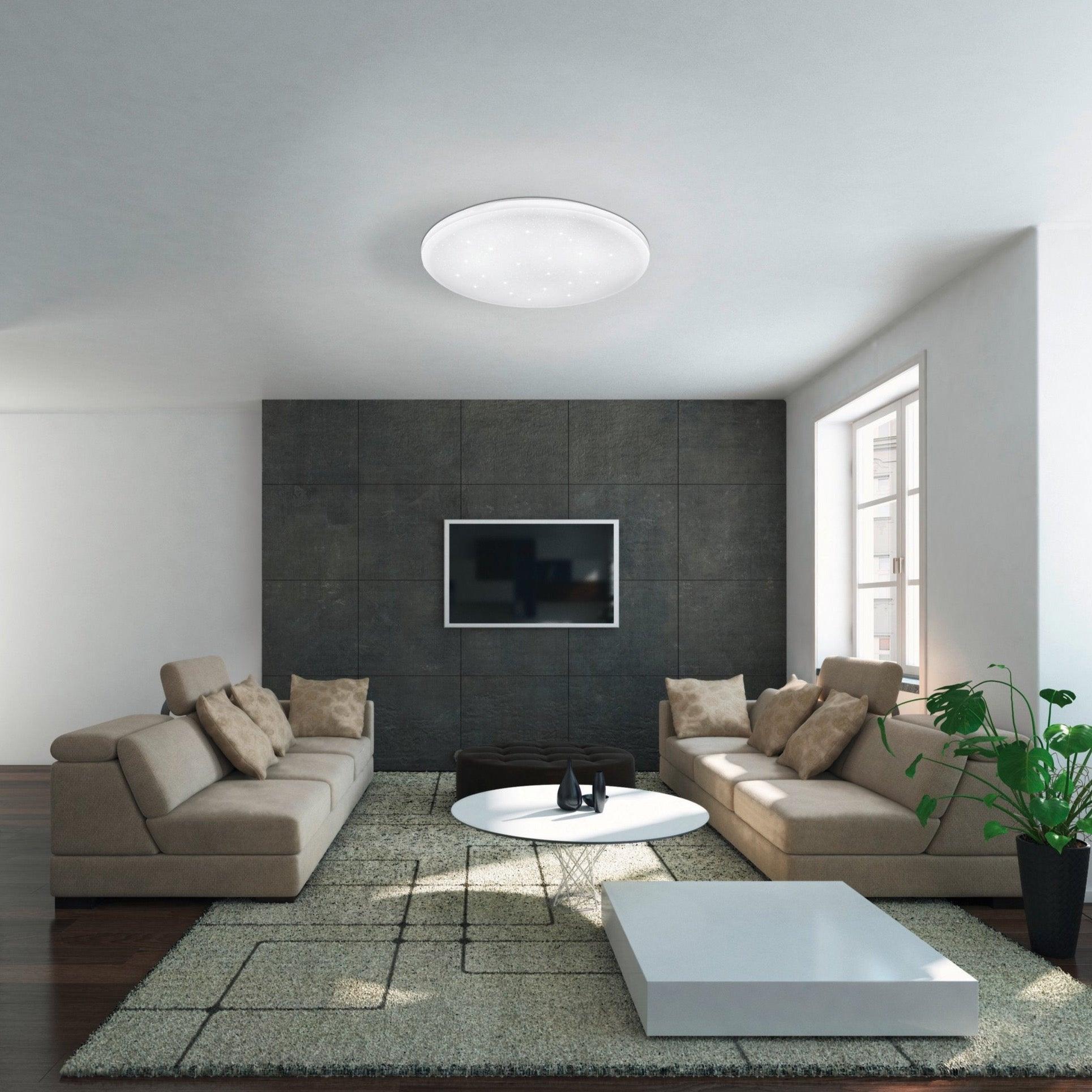 Eglo Frania S Round White LED Ceiling Flush Light Fixture 33cm - Modern Lighting for Bedroom, Kitchen & Hallway