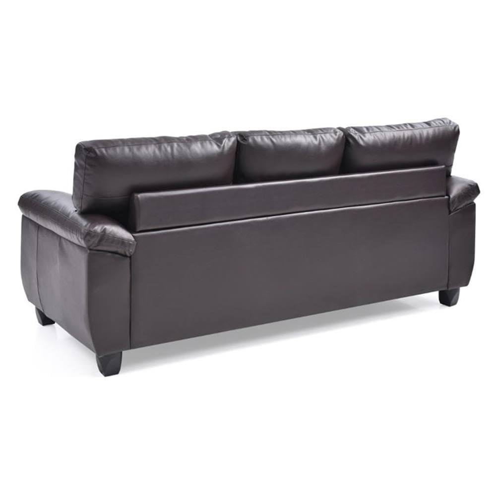 Premium Glory Furniture Gallant Faux Leather Sofa in Cappuccino Brown - Modern Living Room Couch for Home, Office & Lounge Comfort