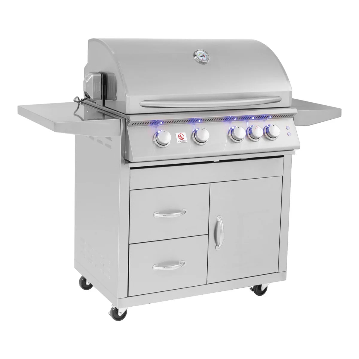 Summerset Grills Sizzler PRO 32 Inch Freestanding Gas Grill with 4 Burners - Outdoor BBQ Grill for Backyard, Patio & Camping - Stainless Steel Construction & Side Shelves