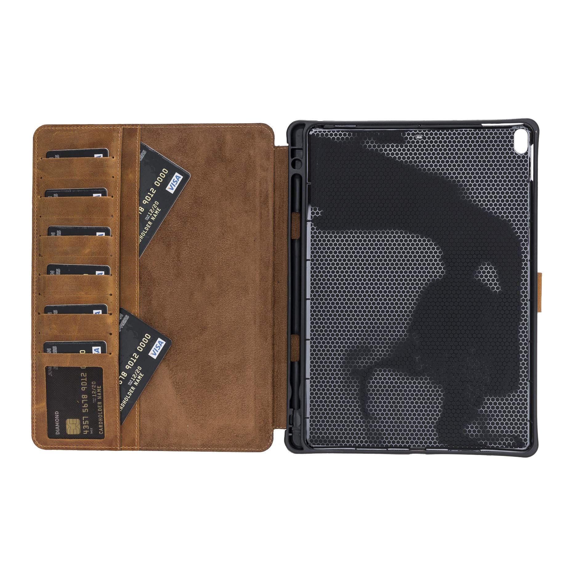 Venito Parma Handmade Leather Folio Stand Case for iPad Mini 5th Generation (2019) - Magic Tablet Wallet with Card Slots - Antique Brown - Perfect for Work, Travel & Daily Use