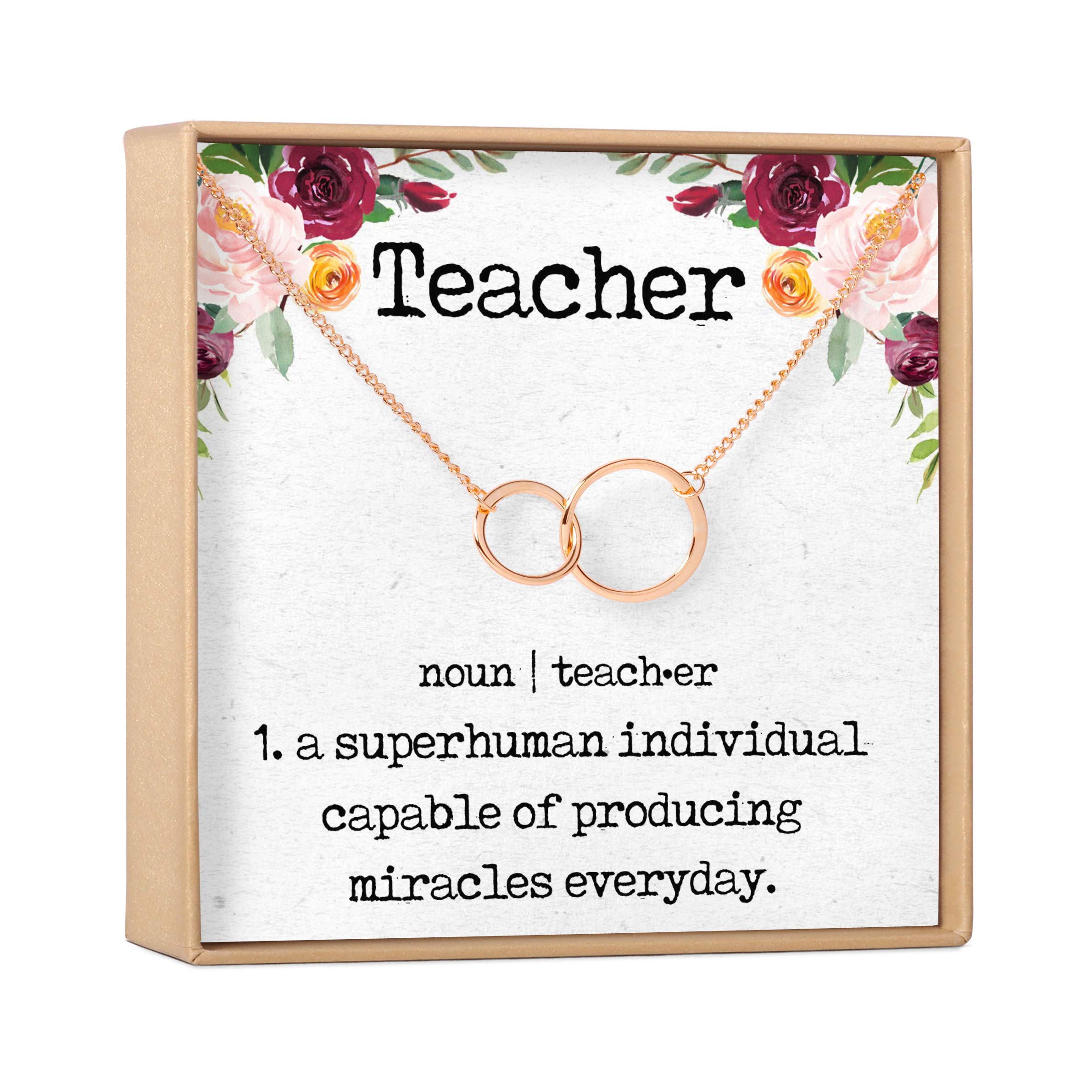 Teacher Appreciation Necklace - Asymmetrical Circle Pendant Jewelry Gift for Educators | Perfect for Teacher's Day, End of Year Gifts & Thank You Presents