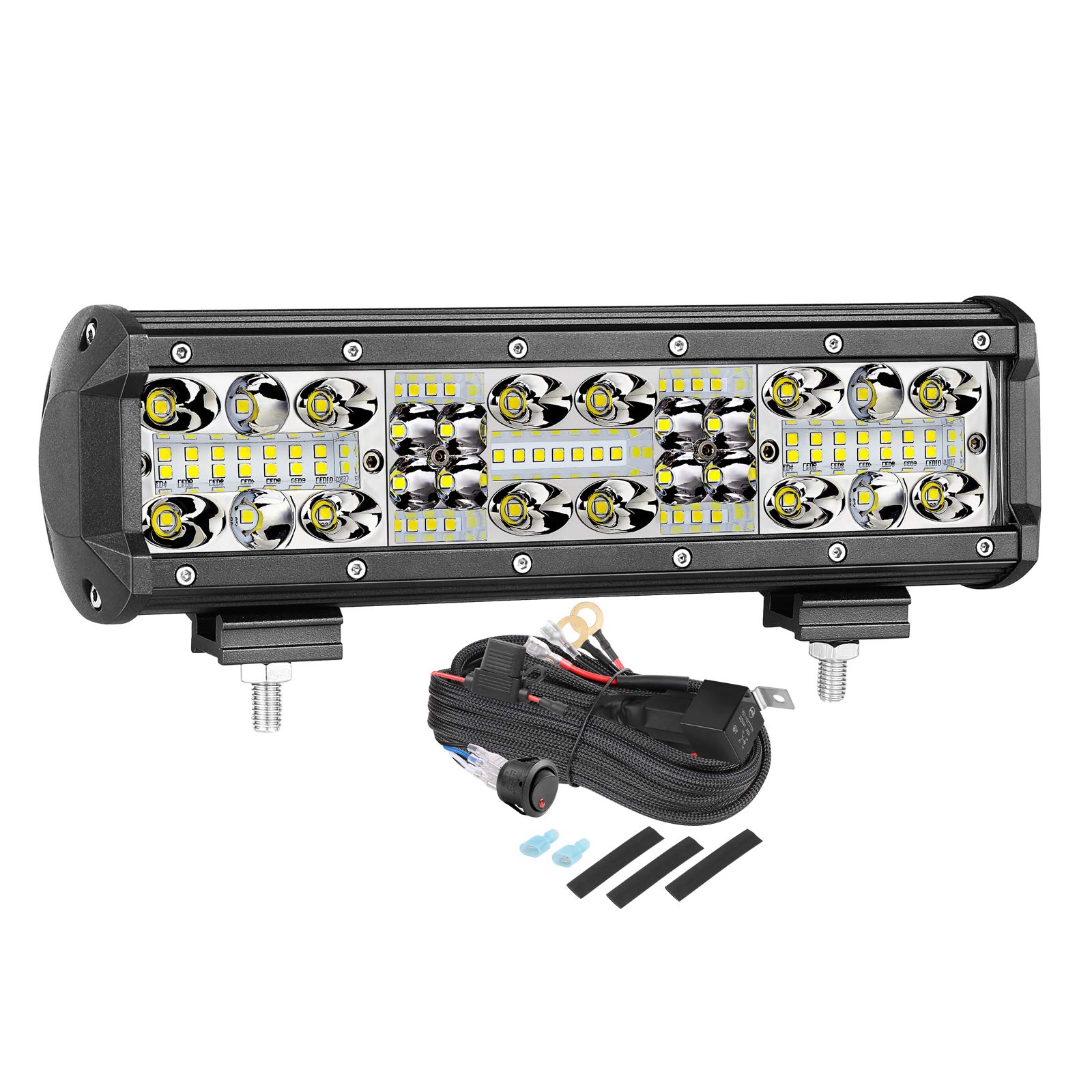 10 Inch LED Light Bar with Wiring Harness - Super Bright Off-Road Lighting for Trucks, ATVs, UTVs & Boats - Waterproof & Durable for Night Driving, Camping & Outdoor Adventures