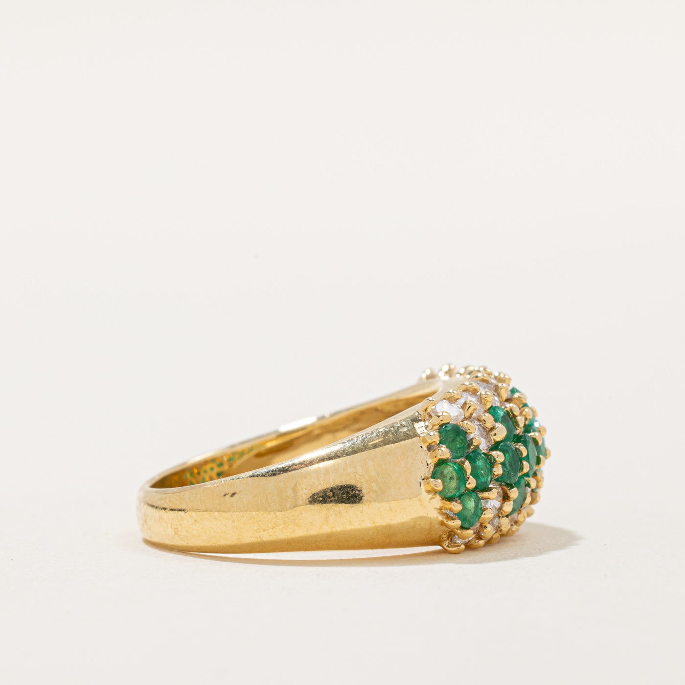 1.10ctw Emerald & Diamond Cluster Ring for Women - 0.80ctw Genuine Gemstone Engagement Ring, Size 6.5 - Perfect for Wedding, Anniversary & Special Occasions