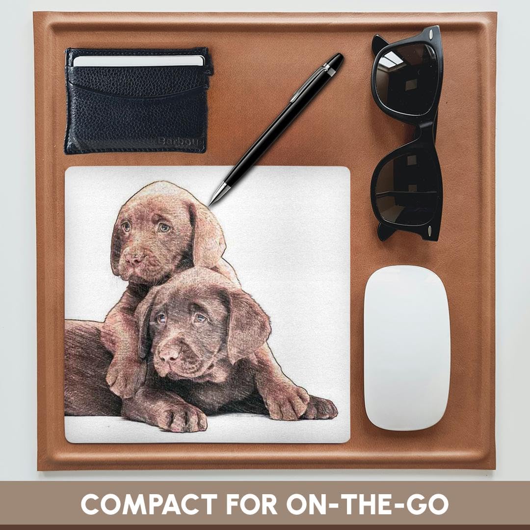 3D Rose Jackie Popp Chocolate Lab Digital Art Mouse Pad - Non-Slip Rubber Base, 9.25