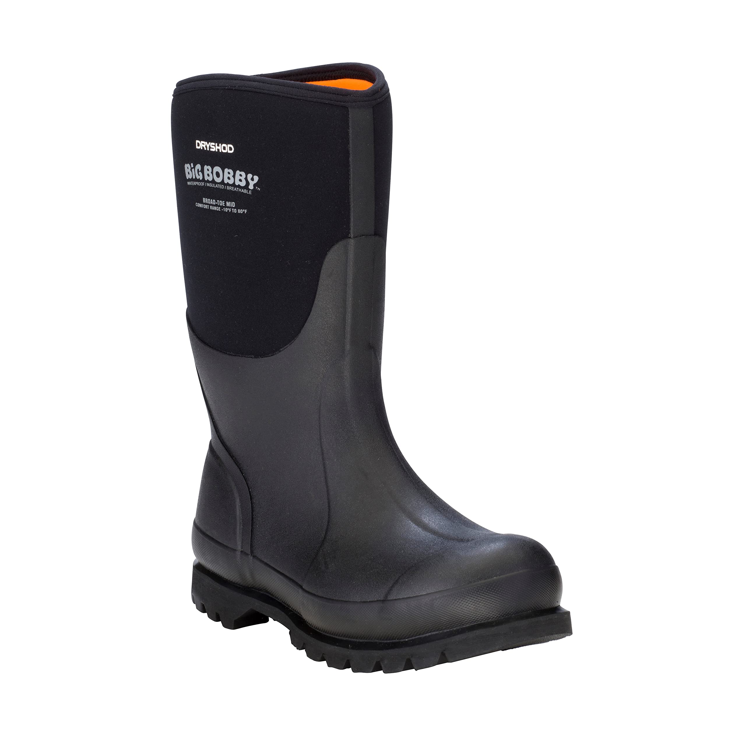 Dryshod Men's Mid Big Bobby Work Boot - Waterproof, Slip-Resistant, Steel Toe - Black Size 7 D - Ideal for Construction, Landscaping & Outdoor Work