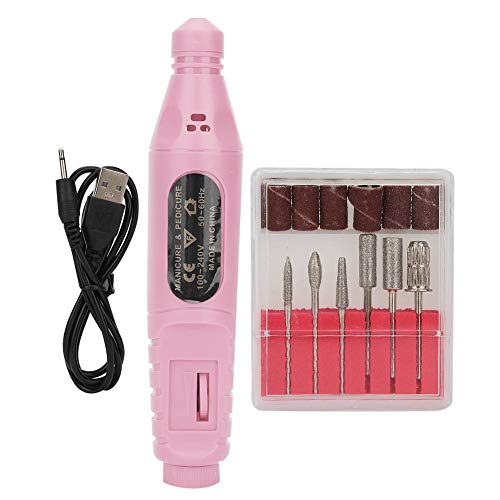 Mavis Laven Professional Electric Nail Drill Kit - USB Rechargeable Portable Nail File Machine for Manicure & Pedicure | Nail Polisher, Buffer, Grinder & Cuticle Remover | Perfect for Home & Salon Use (Pink)