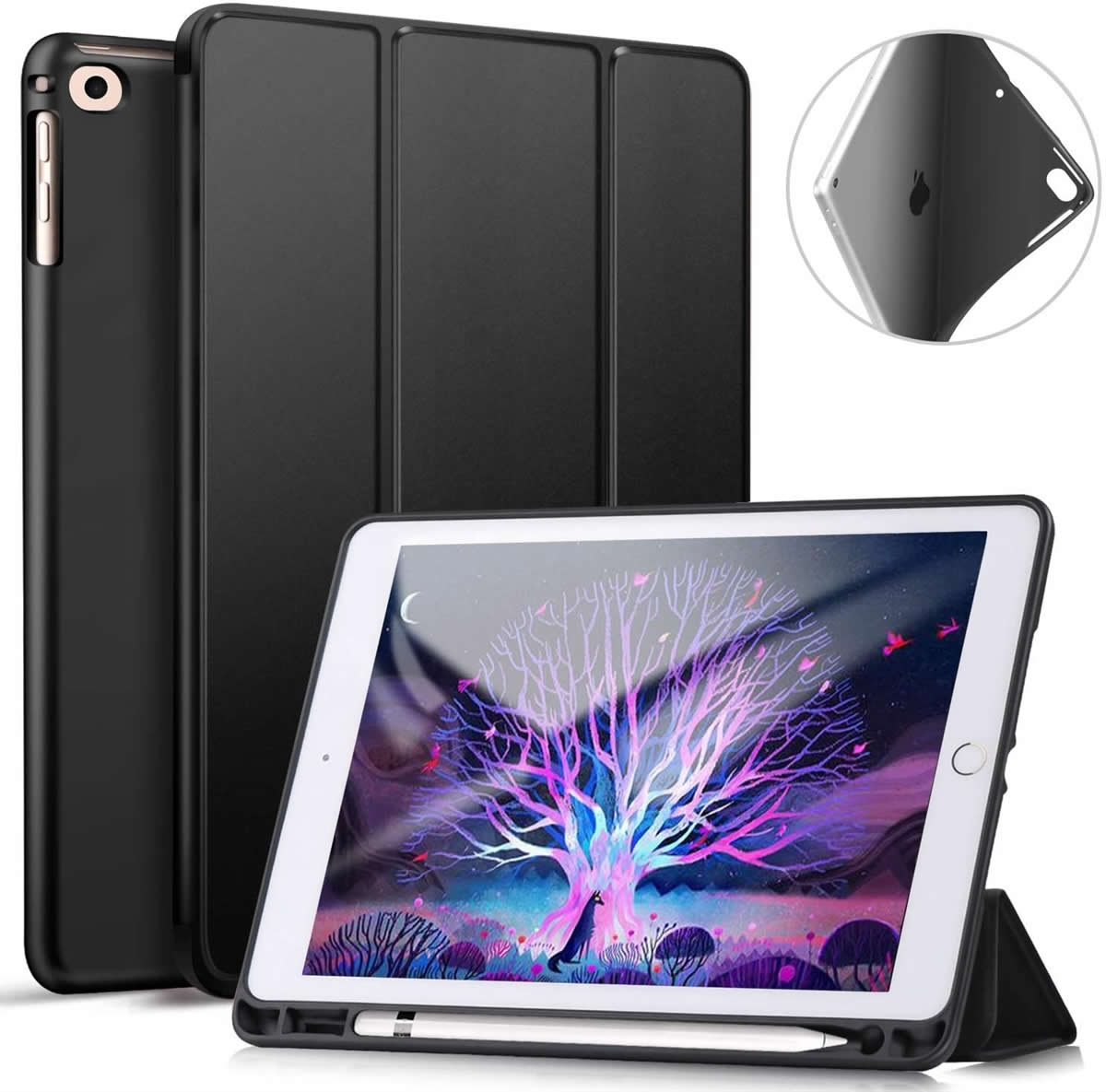 Apple iPad Mini 6 (2021) Ultraslim Tri-Fold Wallet Case with Card Slots - Black | Protective Cover for iPad Mini 6th Gen | Perfect for Work, Travel & Everyday Use