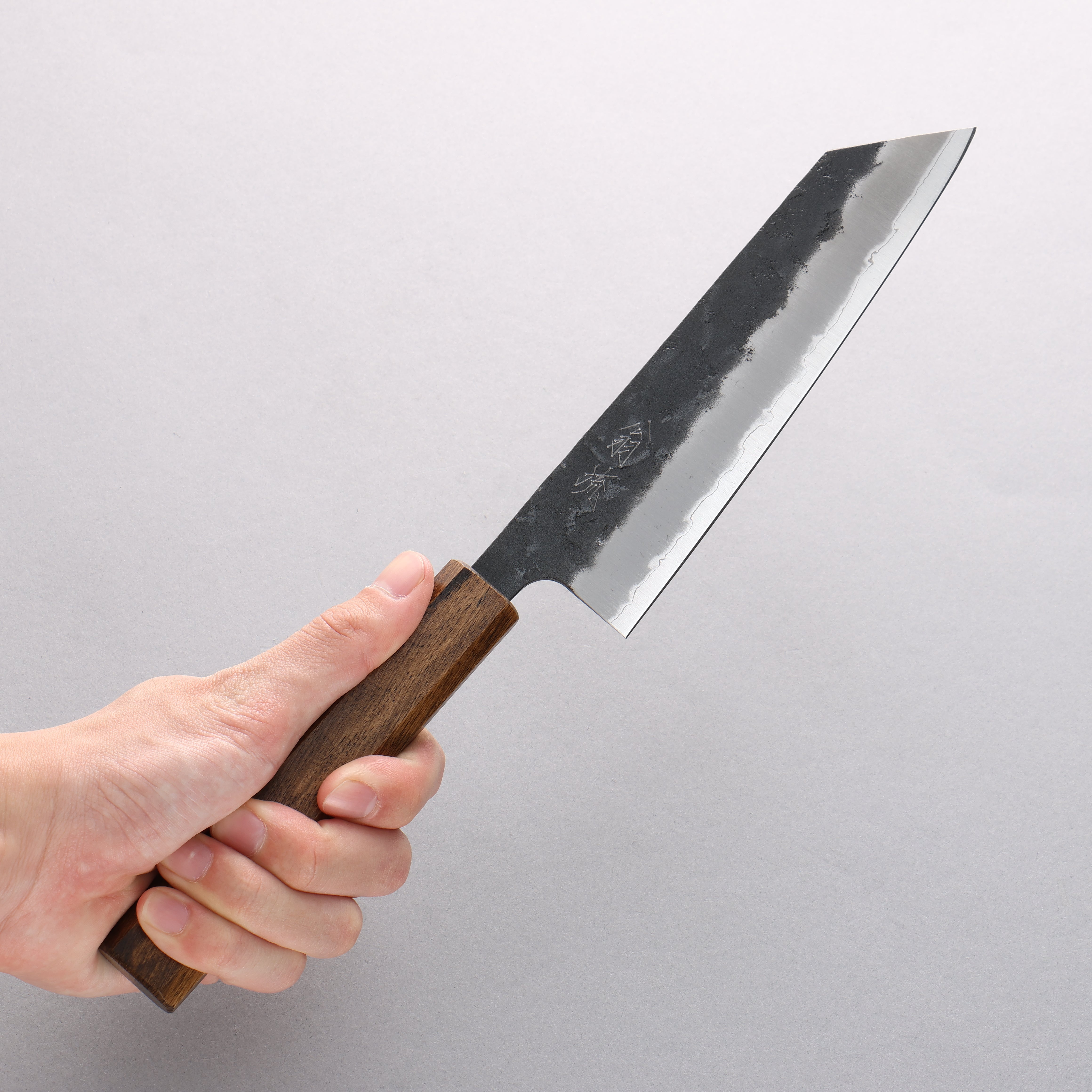 Premium Oul Blue Super Black Nashiji Bunka Knife 170mm - Japanese Kitchen Knife with Oak Handle for Slicing, Dicing & Precision Cutting - Perfect for Chefs & Home Cooks