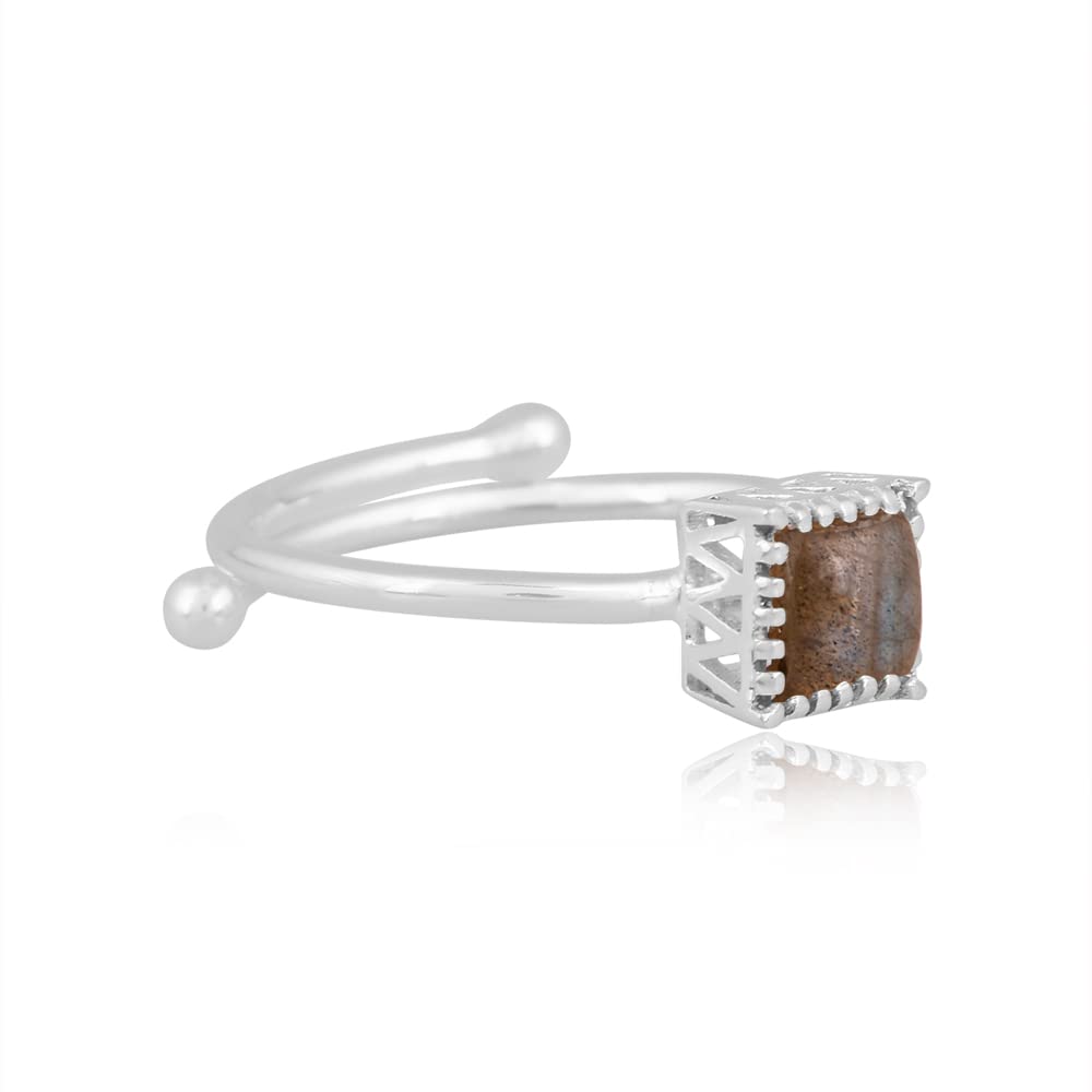 PANOPLY Labradorite 925 Sterling Silver Ring for Women - Elegant Gift for Mom from Daughter or Son, Perfect for Anniversaries, Birthdays, Weddings, Christmas - Ideal for Daily Wear, Special Occasions, and Thoughtful Moments (LABRADORITE, 10.5)
