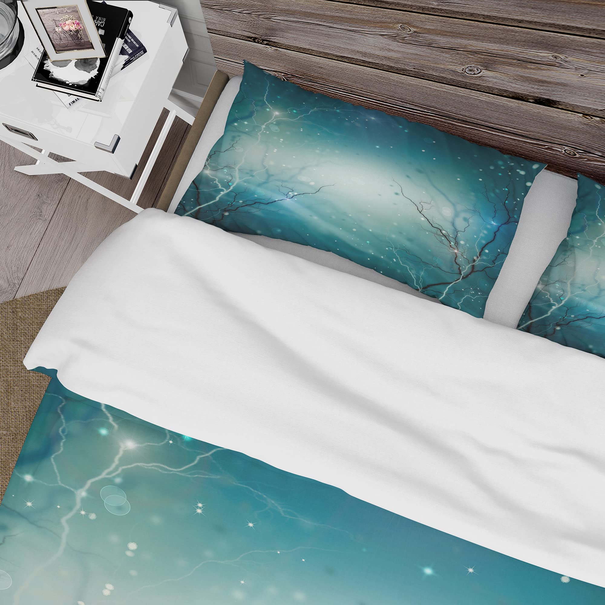 Blue Winter Fantasy Forest Traditional Duvet Cover Set - Twin Size 3-Piece Landscape Bedding | All-Season Comfort for Cozy Bedrooms & Guest Rooms