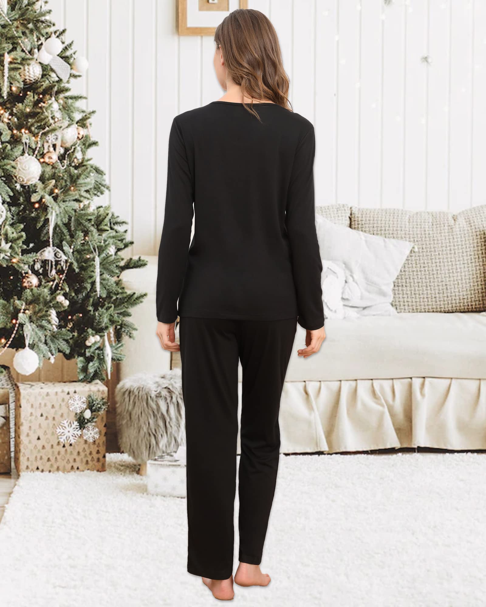 Difficort Women's Pajama Sets - Soft Long Sleeve Sleepwear with Pockets, Cozy Lounge Pjs for Winter Nights | Perfect for Sleeping, Relaxing at Home & Gift Giving