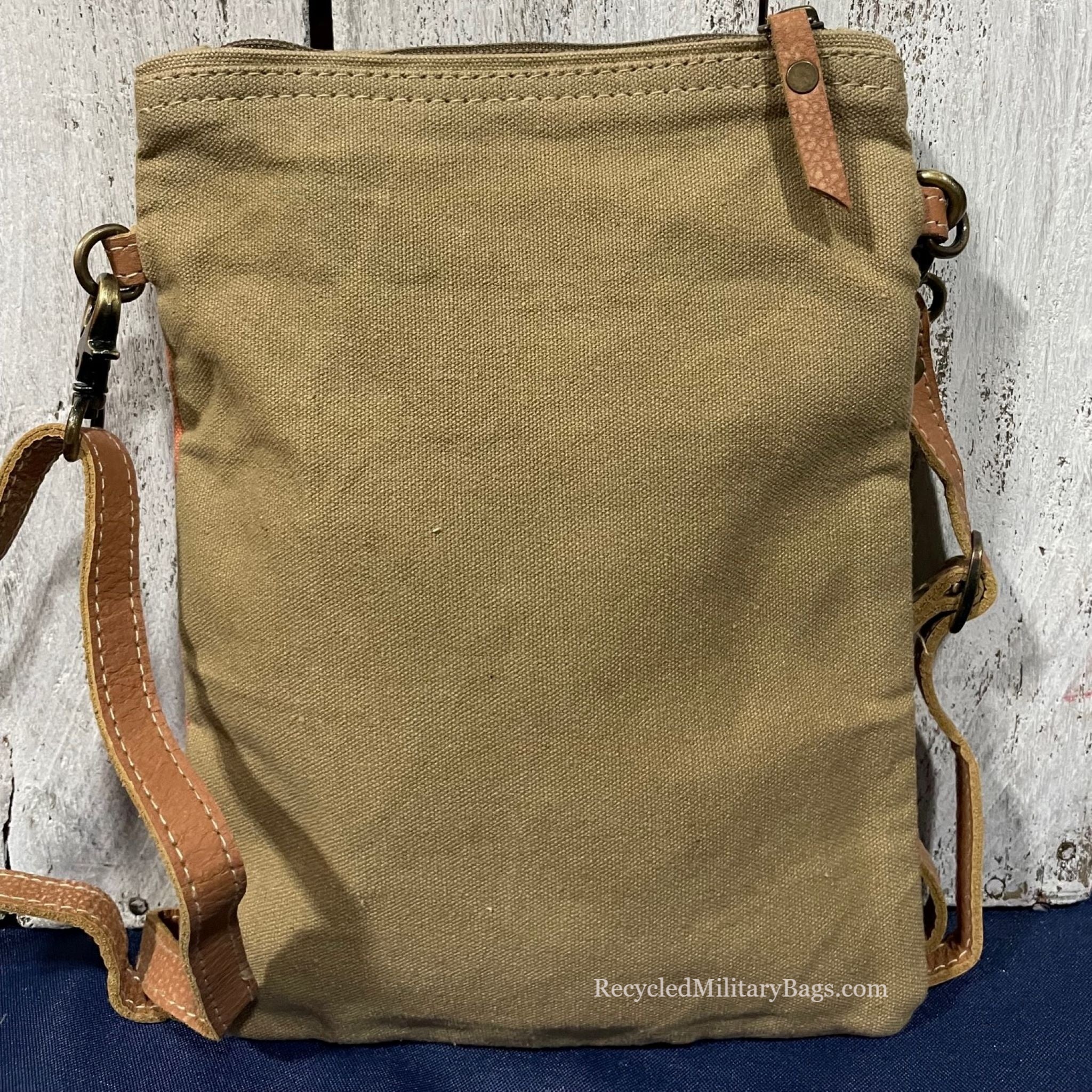 USMC Small Sustainable Canvas Crossbody Bag - Eco-Friendly Military Style Shoulder Purse for Travel, Passport Holder & Everyday Use
