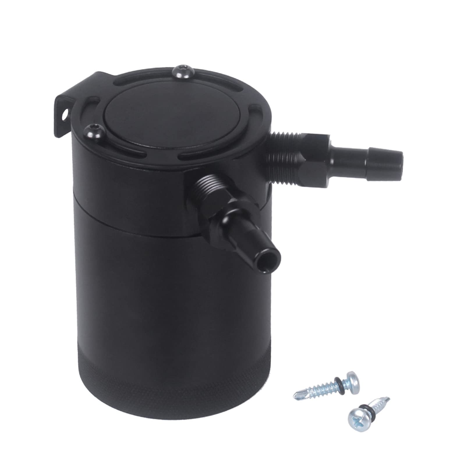 Shkalacar Baffled Aluminum 2-Port Oil Catch Can Tank - High Performance Air Oil Separator for Cars & Trucks - Reduces Engine Sludge & Improves Performance - Perfect for Racing, Off-Road & Daily Driving