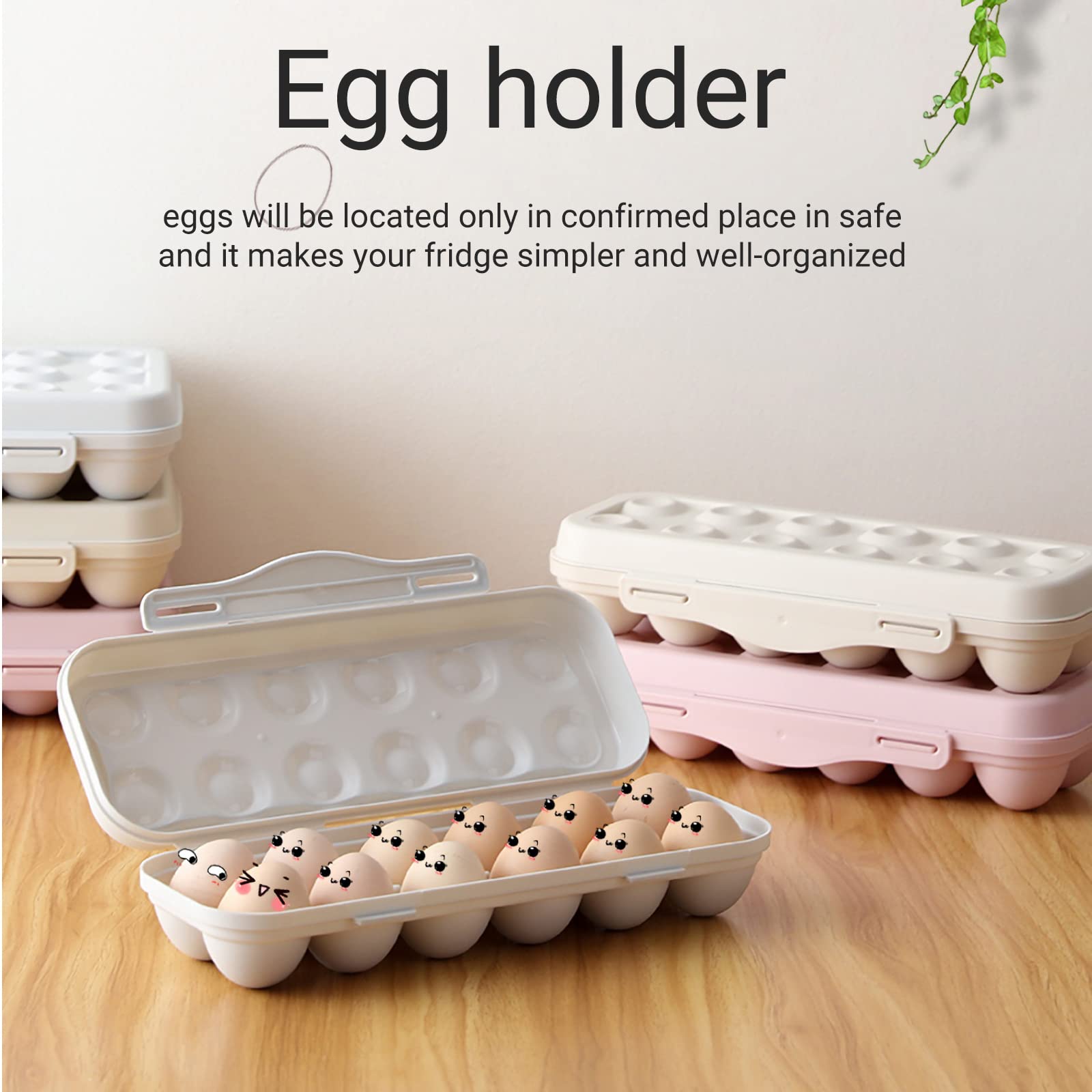 Large Capacity Plastic Egg Holder - Stackable Egg Storage Container Organizer for Refrigerator, Picnic, Hiking & Travel - Holds 18 Eggs (Pink) - Perfect for Kitchen Organization & Outdoor Adventures