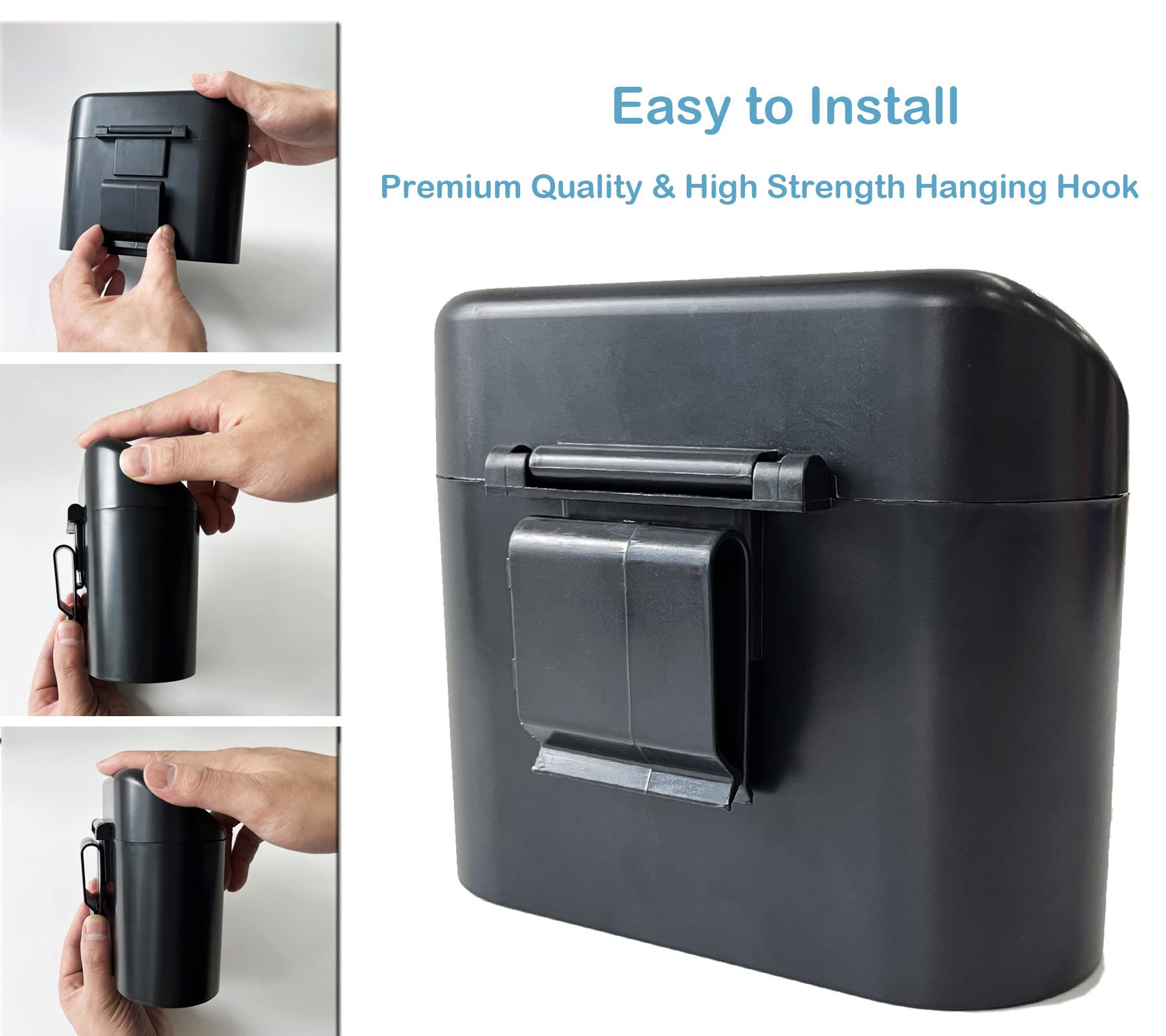 Kitbest Car Trash Can with Lid - 60 Trash Bags & 2 Car Hooks Included | Mini Auto Garbage Bin for Car, Office & Home | Perfect for Front/Back Seat Organization & Road Trips