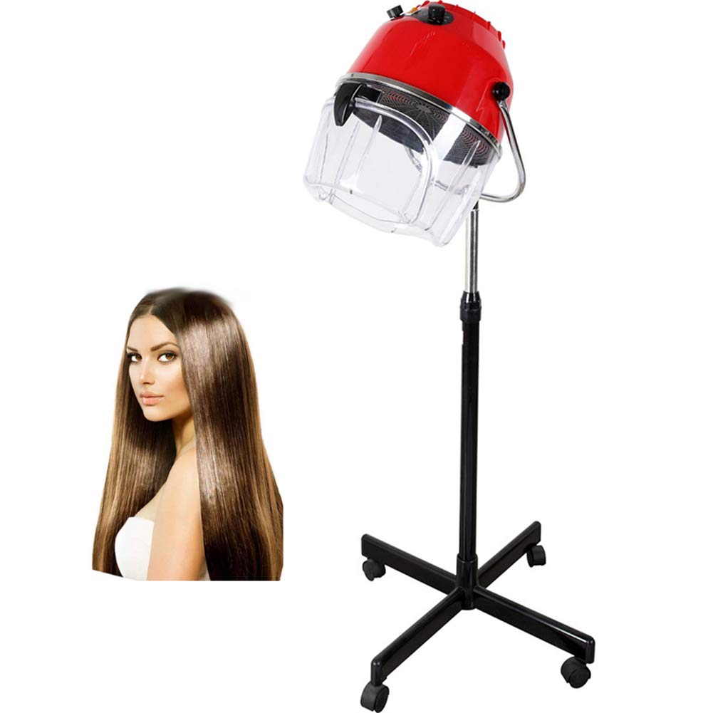 Professional Salon Hair Dryer Hood with Adjustable Timer - Portable Stand Hair Dryer for Home & Salon Use, Floor Hairdresser Styling Equipment (Red) - Perfect for Hair Salons, Home Styling & Quick Drying