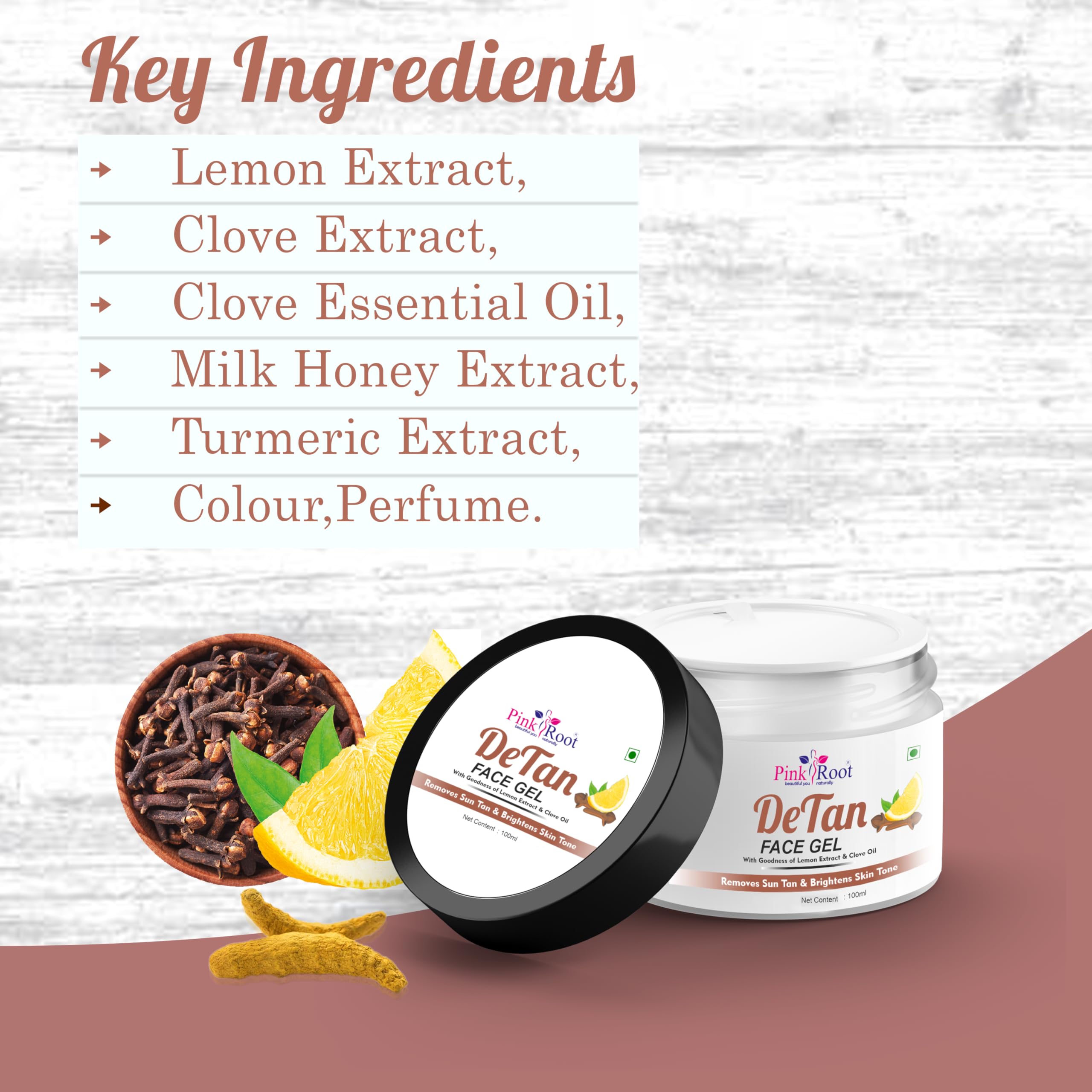 Pink Root Detan Face Gel 100ml - Skin Brightening & Whitening Treatment for Tan Removal, Depigmentation, Oil Control & Acne Care | Perfect for Daily Skincare Routine & Sun-Damaged Skin Recovery