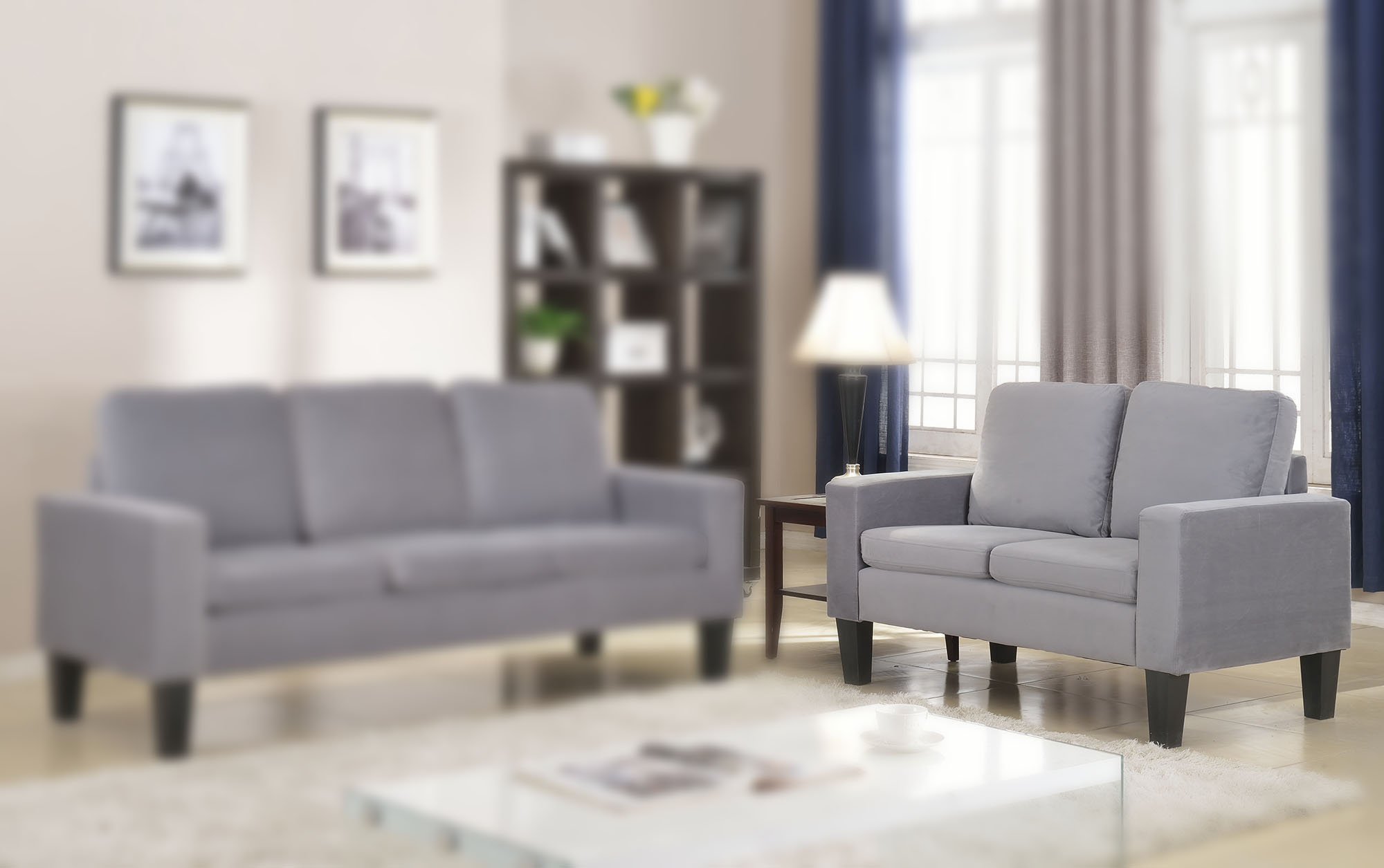 Sarah Microfiber Loveseat Sofa - Soft Gray Small Couch for Living Room, Apartment & Office | Compact Two-Seater with Comfortable Cushions