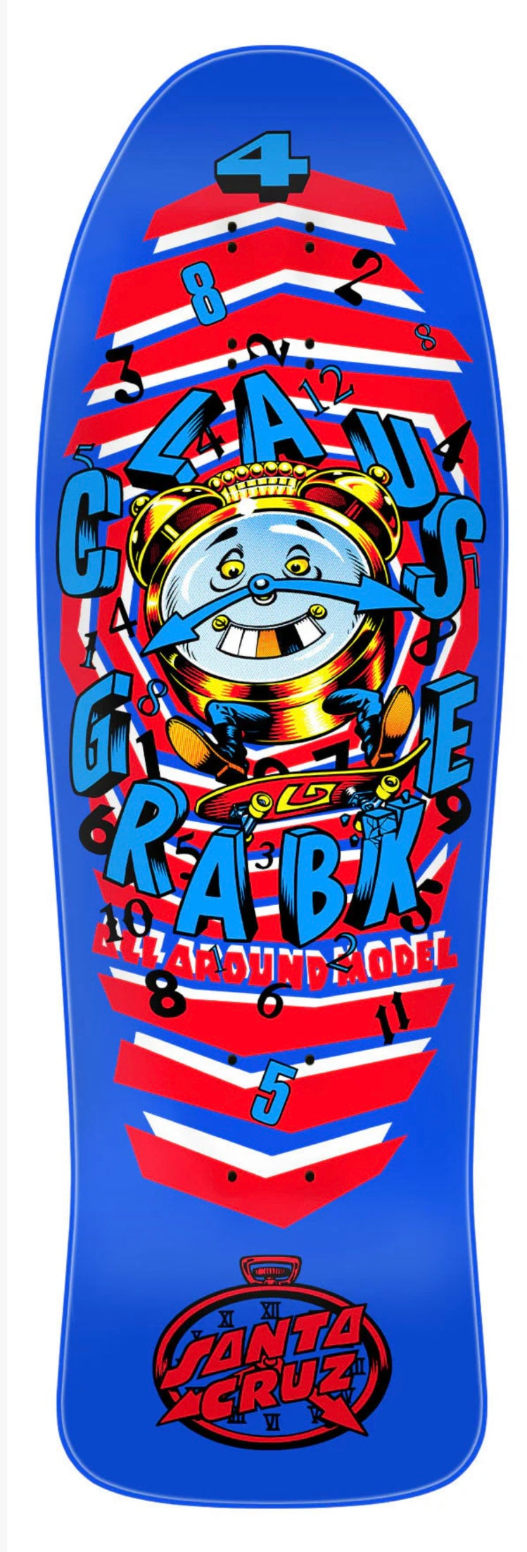 Santa Cruz Claus Grabke 'All Around' Complete Skateboard - Blue Deck for Street & Park Riding - Perfect for Beginners & Skaters of All Levels