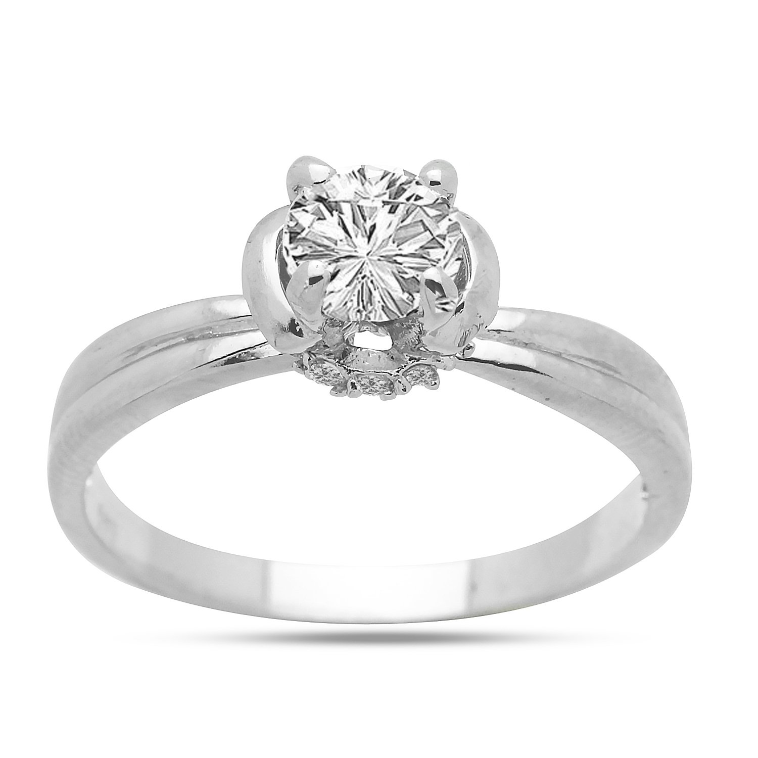 925 Sterling Silver Solitaire CZ Ring with Clear Cubic Zirconia Accent - Elegant Jewelry for Women, Perfect for Weddings, Anniversaries & Special Occasions